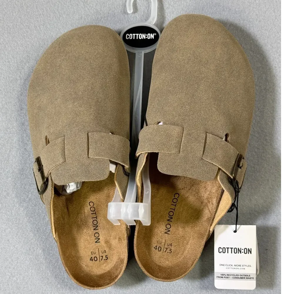 Cotton on Men's Closed Toe Buckle Slide - Taupe 7.5 $40